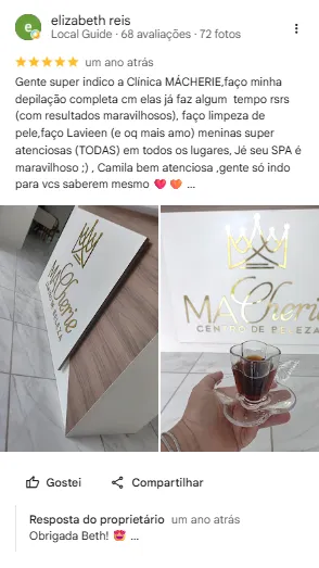 Print de avaliação no Google de elizabeth reis para a Má Cherie