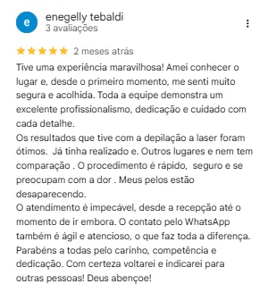 Print de avaliação no Google de enegelly tebaldi para a Má Cherie